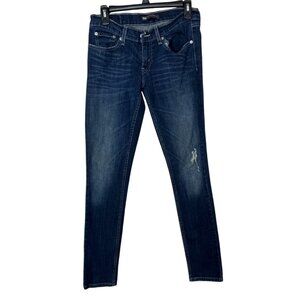 Women Levi’s 524 Too Superlow Jeans Size 7M Blue Distressed